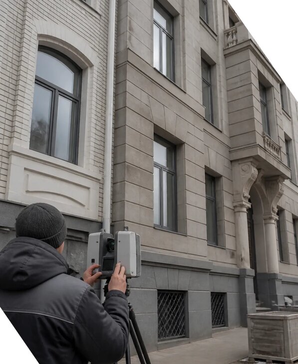 Лазерное сканирование фасадов зданий для обследования в Кстове